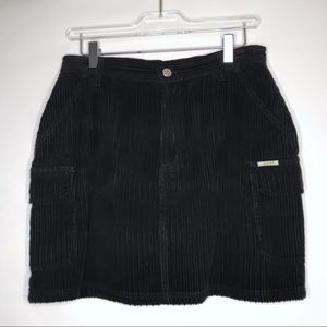 Vintage Cotton Black Cargo Corduroy Skirt